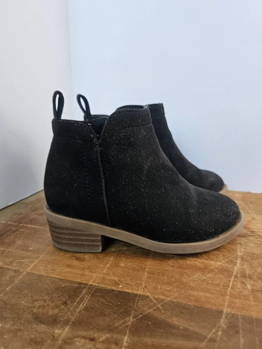 Two Pairs Faux Suede Ankle Booties Girls Toddler Size 7 Black And Brown